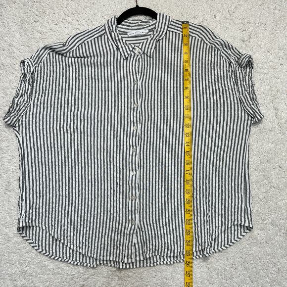 Jane+Delancey Striped Rolled Sleeve Button Shirt Seersucker Fabric Top Sz: 2X - Picture 4 of 8